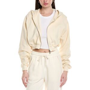 Knit Riot Womens Cove Crop Zip Hoodie, White